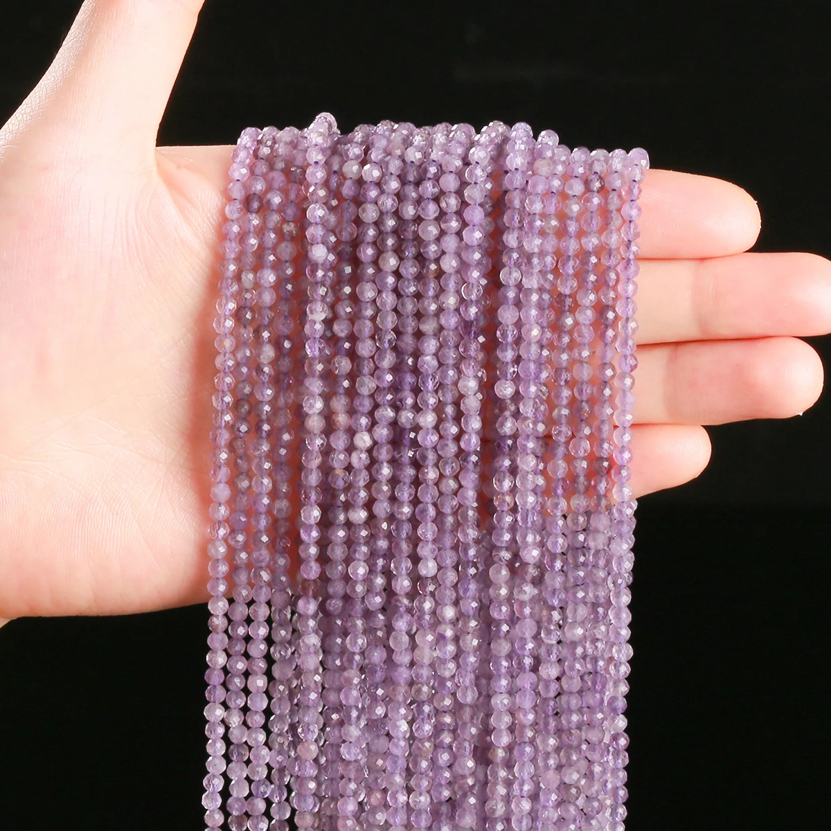 2 3 4 مللي متر الأوجه 3A الجمشت الطبيعي حبة صغيرة مستديرة فضفاض خرزة مباعدة لصنع المجوهرات عقد دي اي واي سوار الإكسسوار 15 " #6