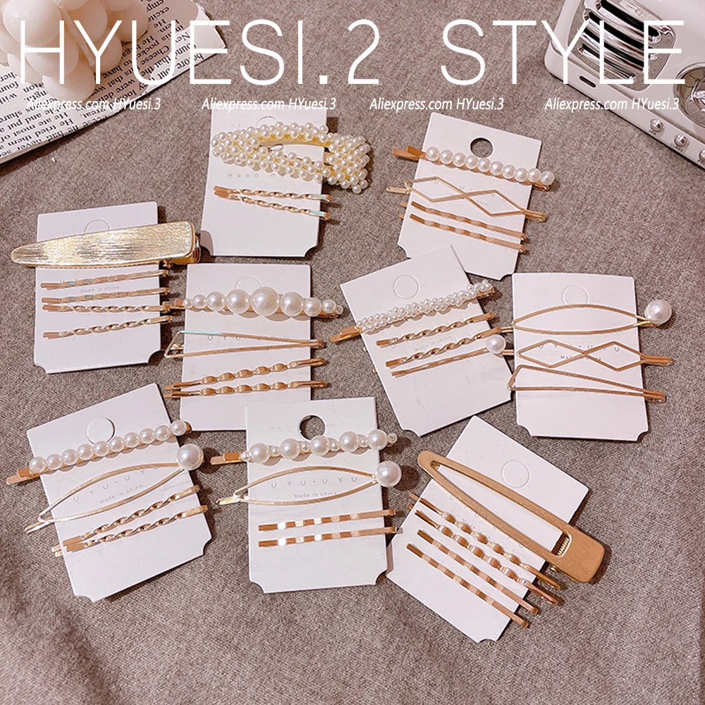 3/4pcs Pearl Hair Clips Set Women Girls Simple Gold Color Twisted Barrettes Elegant Metal Bobby Pins For Bridal Wedding Headress