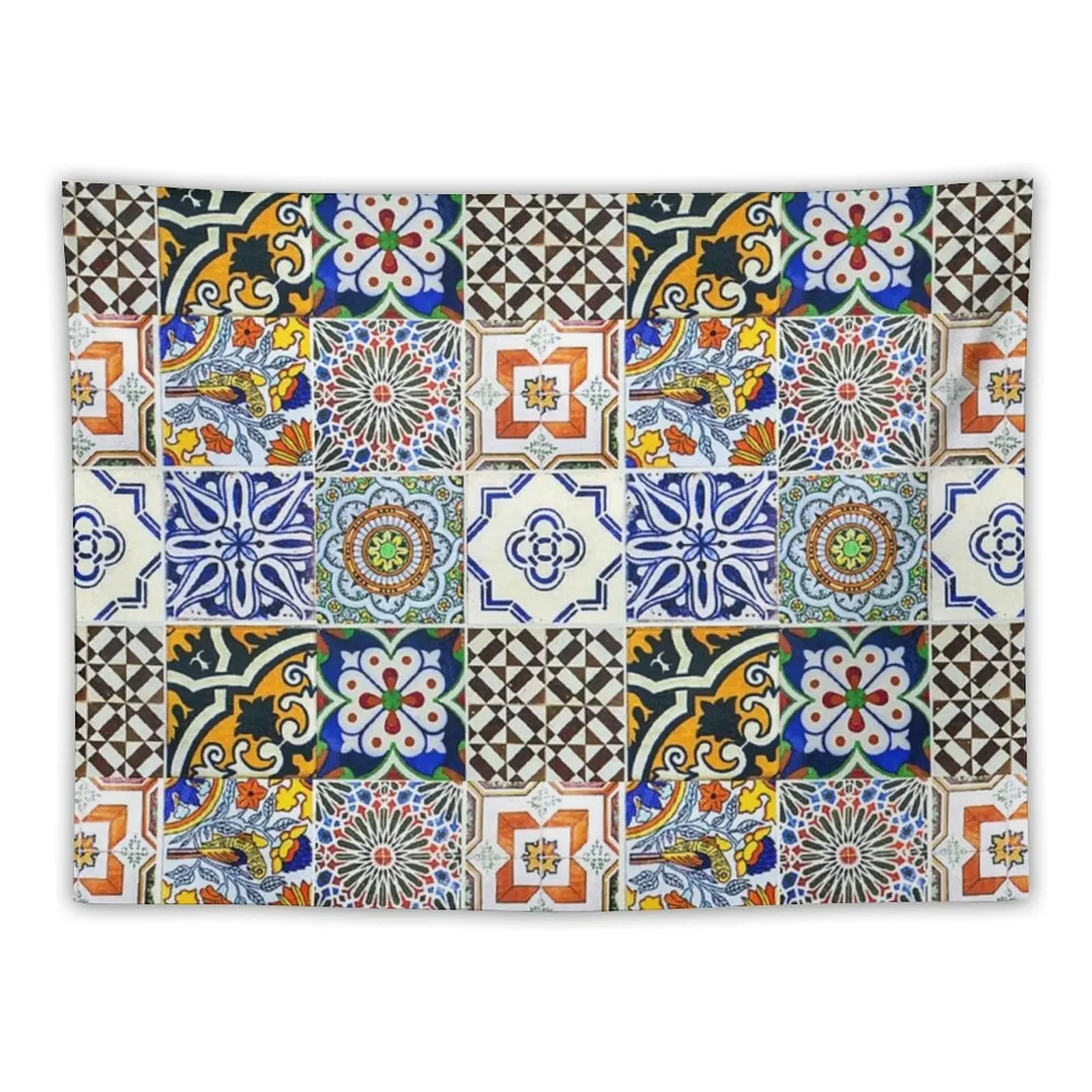 Colorful Portuguese Tile Tapestry Wall Hanging Luxury Living Room Decoration Tapestry