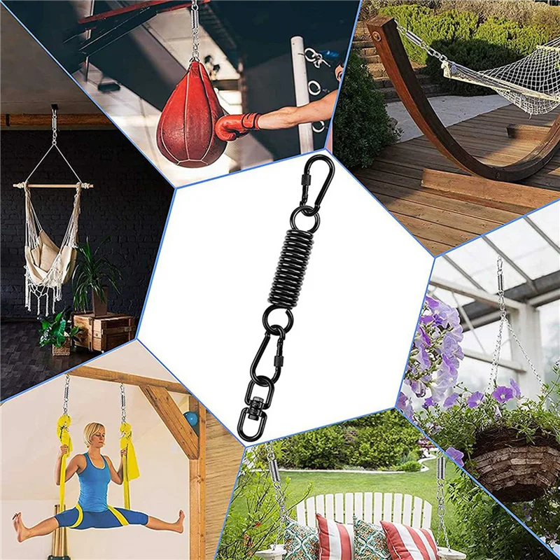 ABJN-Swing Spring لكرسي معلق، مع 4 خطافات كبس و360 °   خطاف دوار، سعة تحميل 250 كجم للتعليق والكرسي والأرجوحة واليوجا وما إلى ذلك
