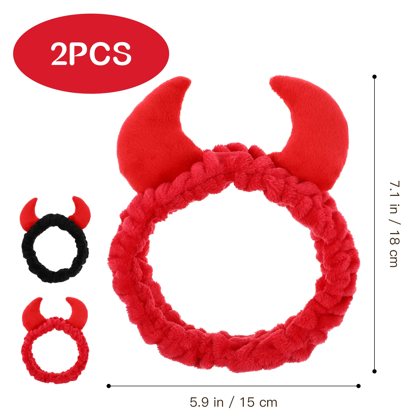 2 Pcs Face Wash Hair Tie Girls Headbands Horns Makeup Red for Women Skincare Hairbands Plush Spa Demon Miss