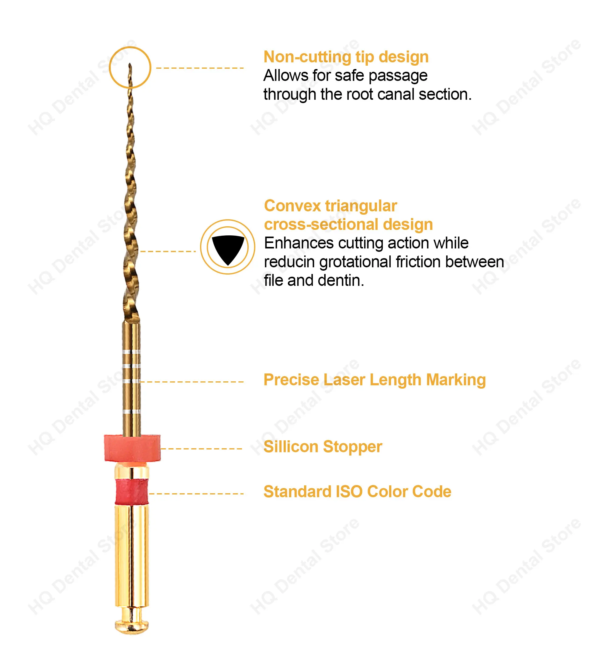Twoendo Dental Wärmeaktivierte Wurzelkanalfeile Pro-Taper Gold Flexible Endo Rotierende Feilen Zahnmedizin Endodontische Instrumente 31mm – Detail 4