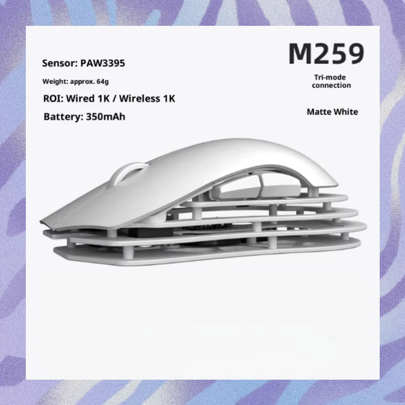 

Hot Ajazz Light Krypton M259 Mouse Magnesium Aluminum Alloy Mouse Bluetooth Wireless Three Modes Lightweight Design Gaming Mouse