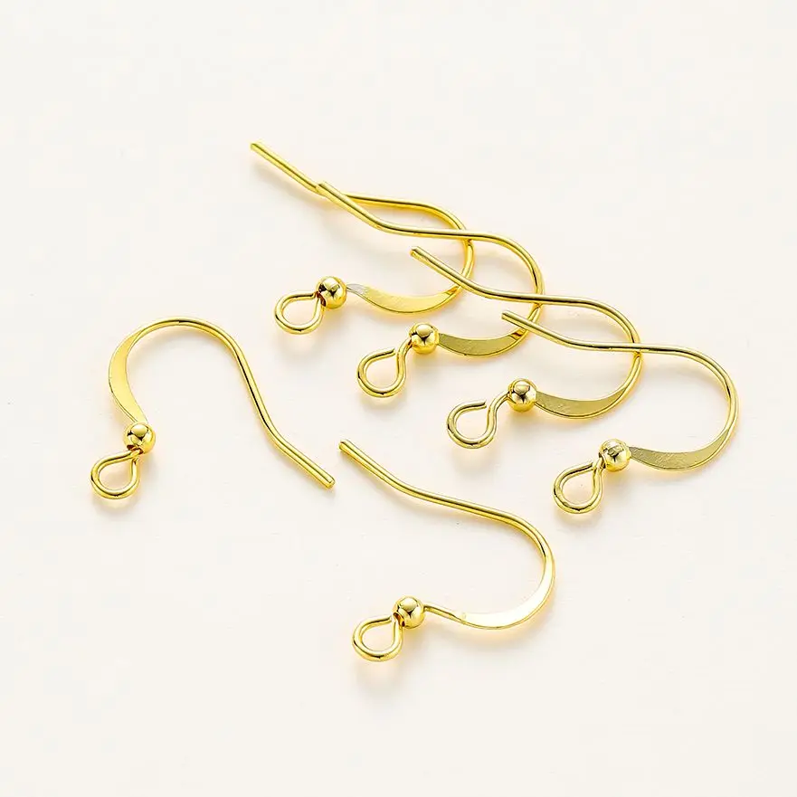 

20pcs/lot 14K 18K Gold Flat Blank Brass Earing Hook With Ball Pendant Earing Wire Clasp Fitting Jewelry Making Accessories