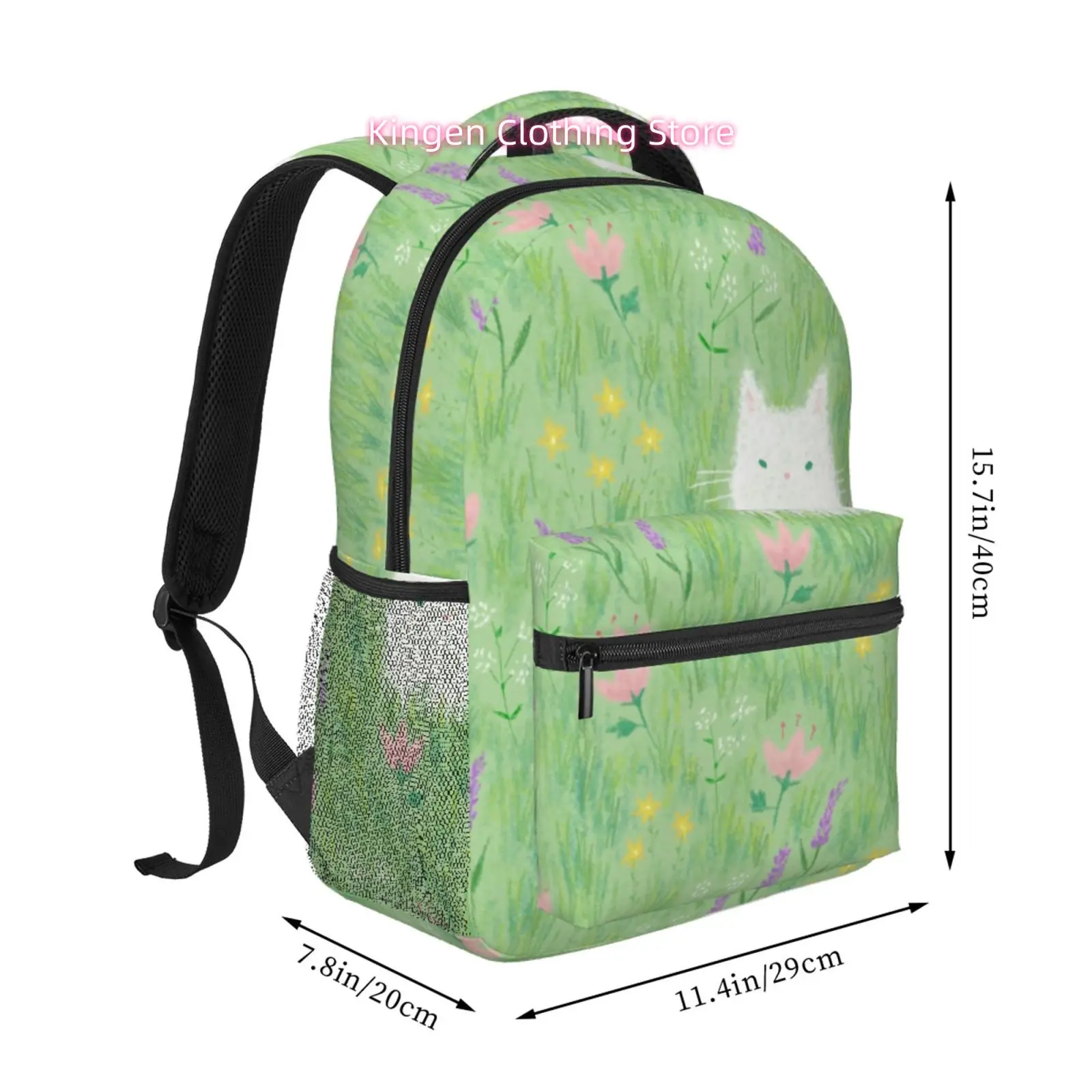Spring Meadow Peek-A-Boo Cat Print Backpack, Oxford Cloth Adjustable Strap Casual Daypack, for Casual Outings, Daily Commute, We