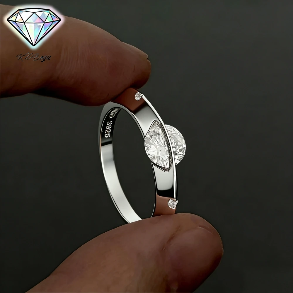 

Обручальное кольцо с муассанитом 1 карат для женщин, обручальные кольца из стерлингового серебра 925 пробы с блестящими бриллиантами и сертификатом