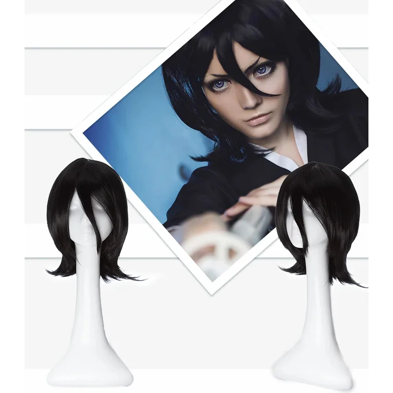 

2025 aaa Hot Kuchiki Rukia косплей черные короткие вьющиеся термостойкие синтетические волосы костюм на Хэллоуин аниме вечерние парики + парик C