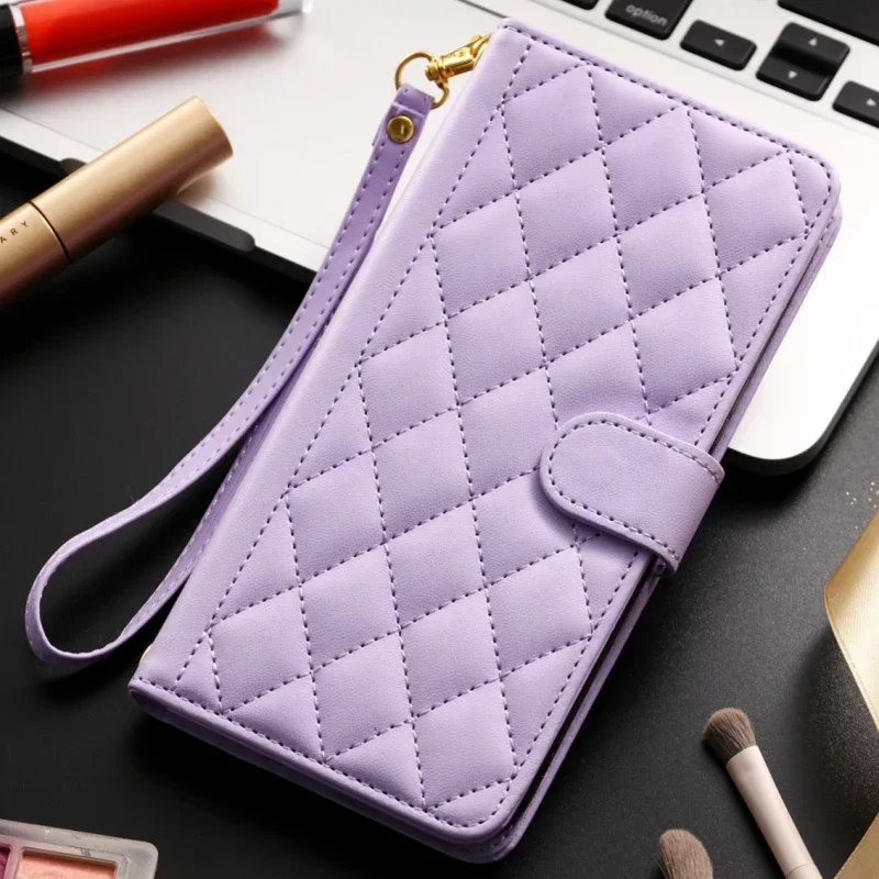 Checkered Leather Case For Xiaomi Redmi Note 13 12 11 10 9 8 Pro Plus 5G 11S 10S 9S 9T 9A 9C 10C 12C 13C Flip Case Cover Funda