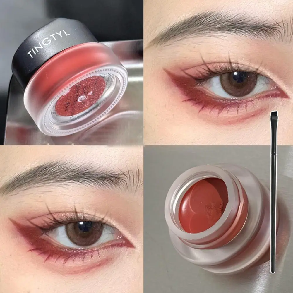 1 set zwarte eyeliner crème waterdichte schoonheid cosmetica langdurige eyeliner gel oogschaduw make-up tools met borstelset eyeliner