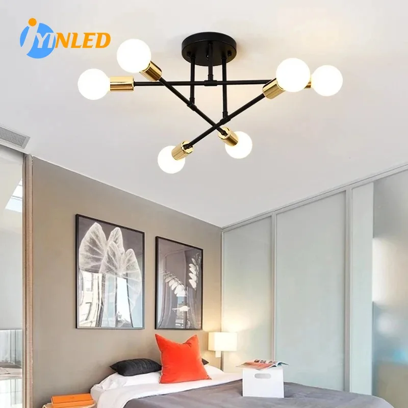 nordic minimalista led pendant light lampada do teto chandelier adequado para quartos salas preto ouro iluminacao decoracao 01