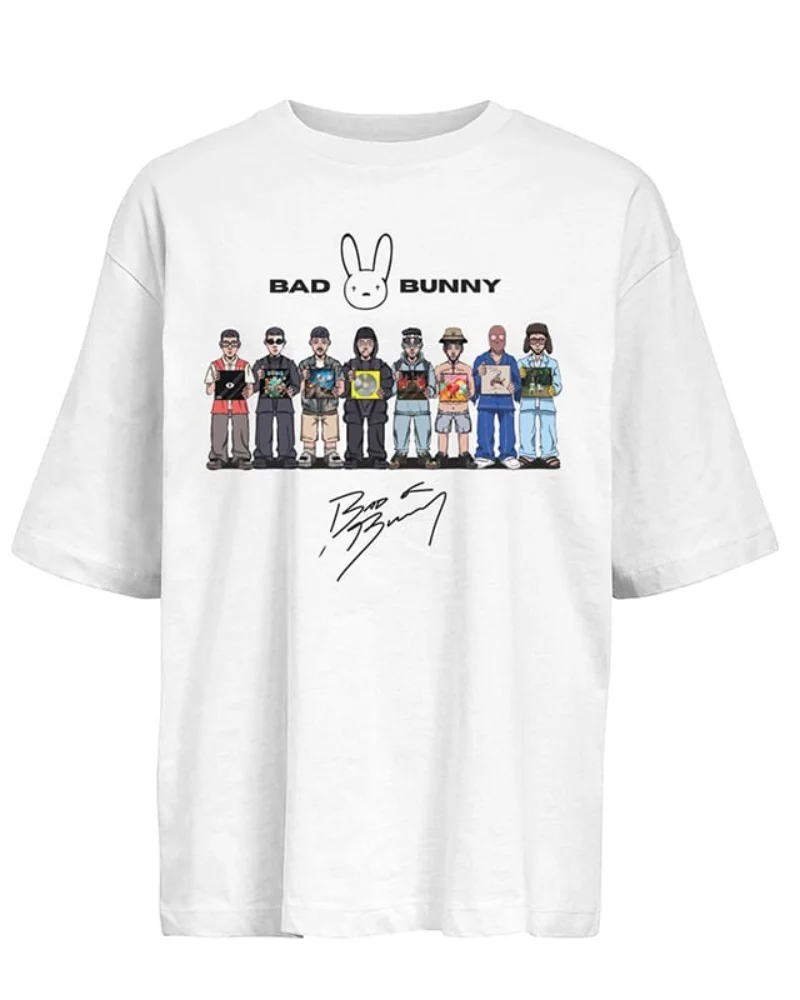 Bad Bunny Photo T-Shirt with Signature Print Reggaeton Aesthetic Ideal for Music Fans Casual Streetwear 2026 Summer T Shirt