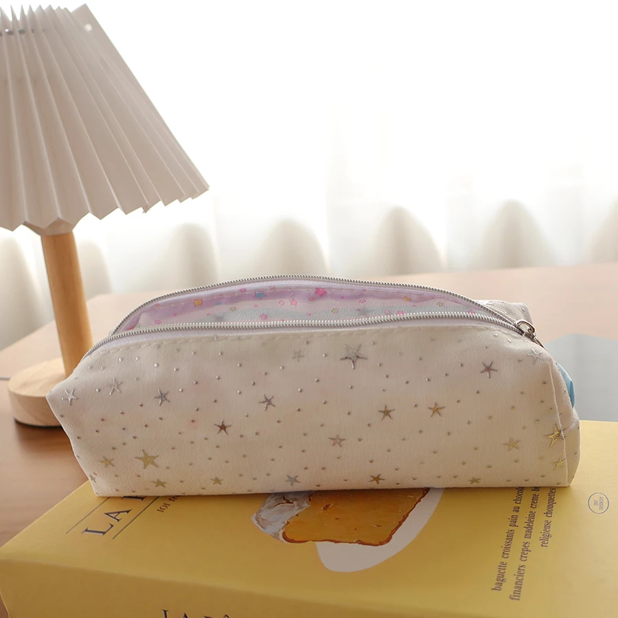 

Kawaii Star Pattern Stationery Bag Ultra Light Storage Pouch Stylish Makeup Pen Case Teen Student School Outdoor Daily Supplies