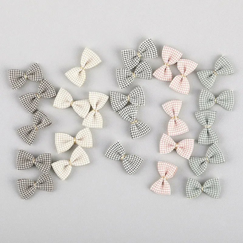 50 Stück kleine Schleifenapplikationen aus kariertem Stoff für DIY-Haarspangen, Kleidung, Schuhe, Hüte, Puppenkleidung, Schleifenaccessoires – Detail 5