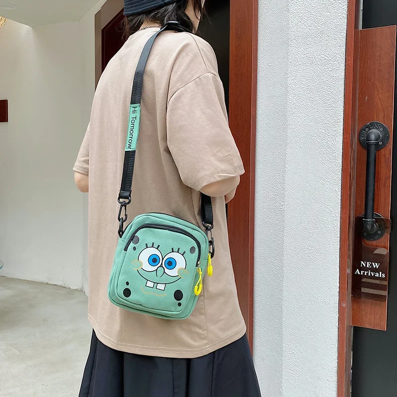 SpongeBob Shoulder Bag Anime Cute Boys Girls Small Messenger Shopper Cartoon Coin Fashion Students Travel Crossbody Makeup Bag