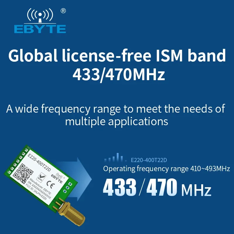 10PCS SEMTECH LLCC68 LoRa Wireless Module 433/470MHz 22dBm Long Range 5km E220-400T22D SMA-K UART RSSI Transmitter Receiver