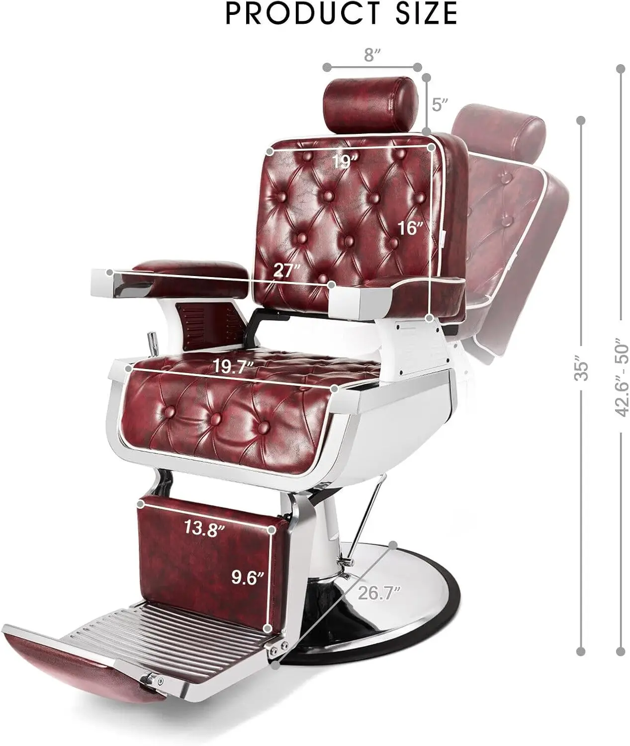 Heavy Duty Hydraulic Recline for Hair Stylist Tattoo Salon Beauty Spa Chair Styling Equipment (Red)