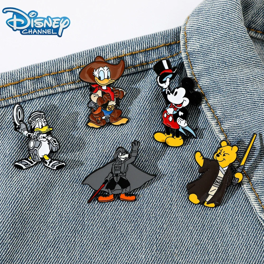 Disney Cartoon Creative Personality Mickey Donald Duck Alloy Brooch Pooh Sorcerer Metal Cute Fun Badge Backpack Accessories