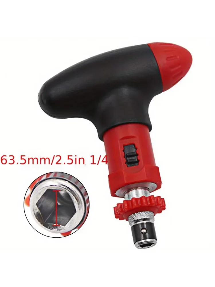 Manual T-type Ratchet Screwdriver Quick Bolt Driver Batch 1/4 Inch Hex Ratchet Bit Handle Adjustable Forward Reverse Hand Tools