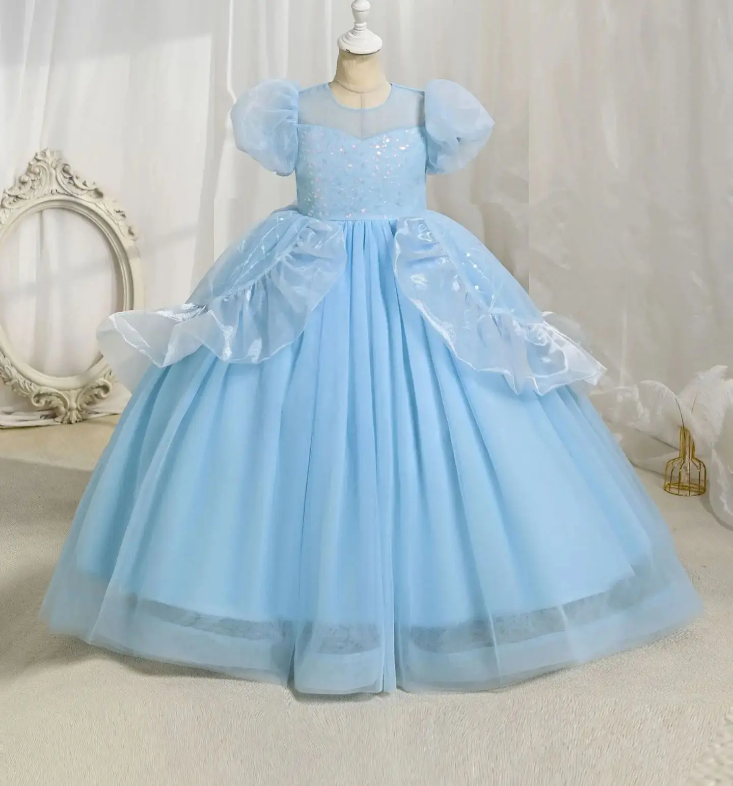 

Новые вечерние платья для девочек, элегантное длинное платье принцессы для девочек 4-12 лет с блестками