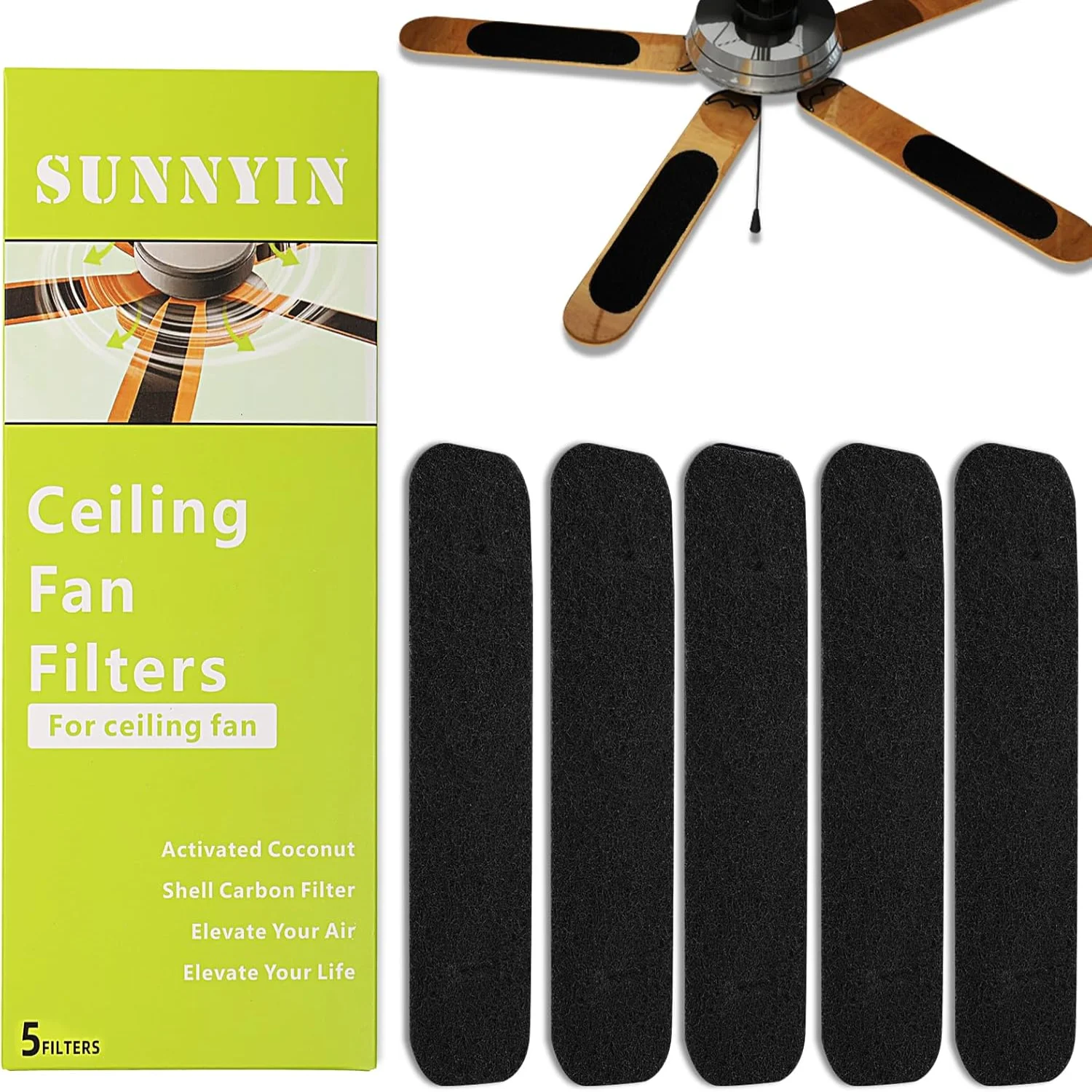 Ceiling Fan Filters for Blades, Sticky  With stitching Ceiling Fan Air Purifier Pads,  Activated Carbon Fan Blade Air Purifier P