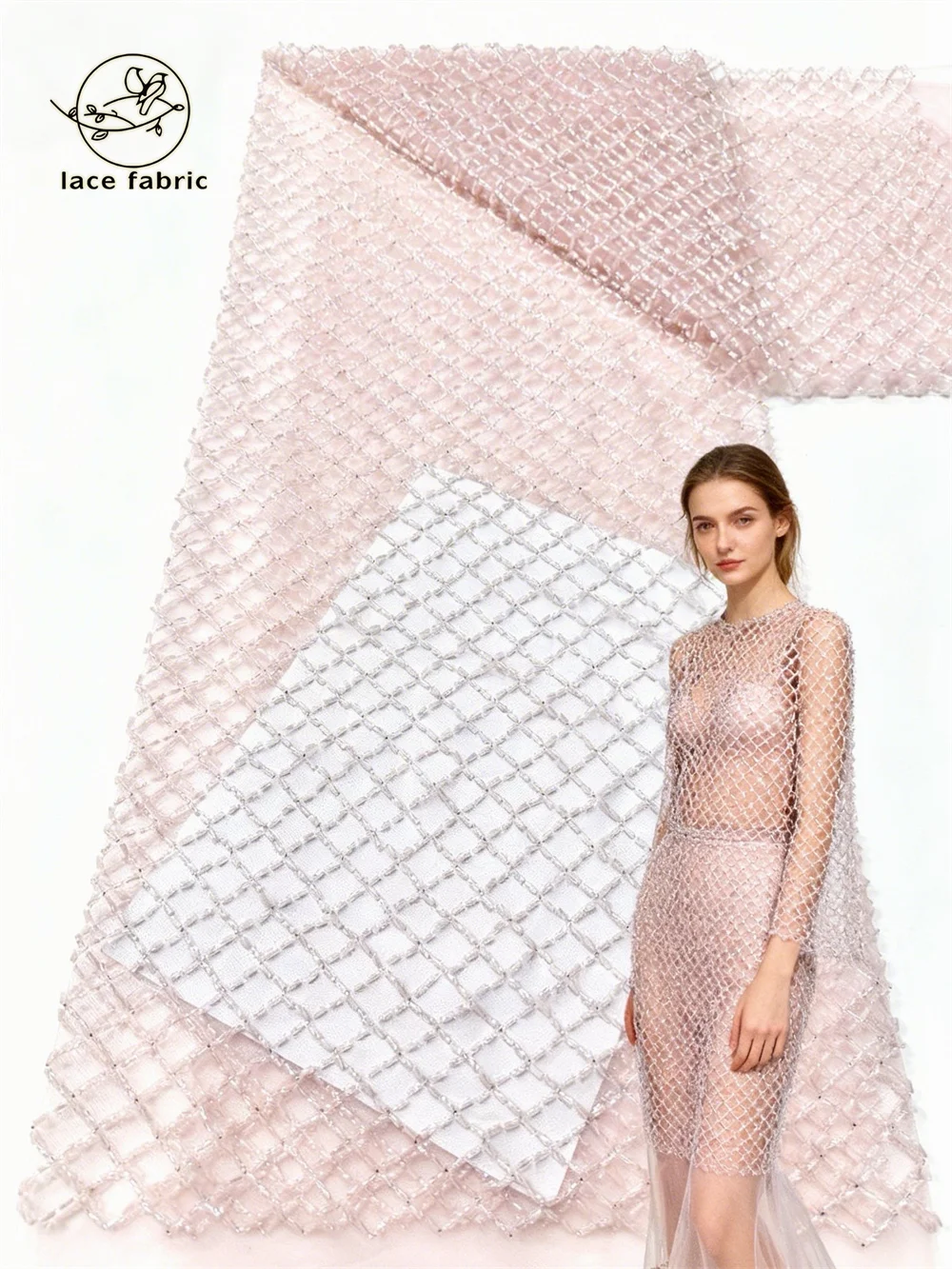 

African Sequins Net Lace Fabric 2026 High-Quality Lace Nigerian French Beaded Tulle Lace For Luxury Wedding Party Dresses Sewing