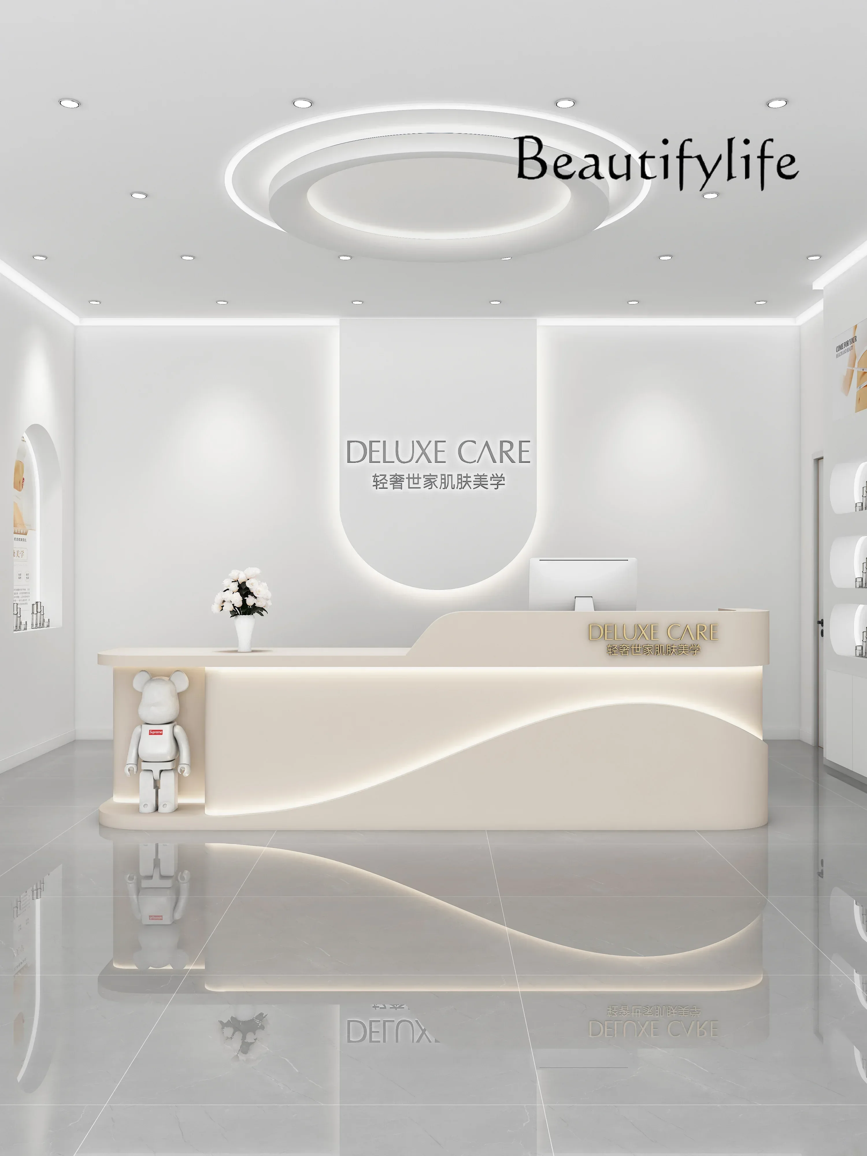 مكتب الاستقبال مجموعة بسيطة وخفيفة فاخرة مكتب منصة مشروبات أمين الصندوق عيادة الفم متجر الملابس صالون تجميل