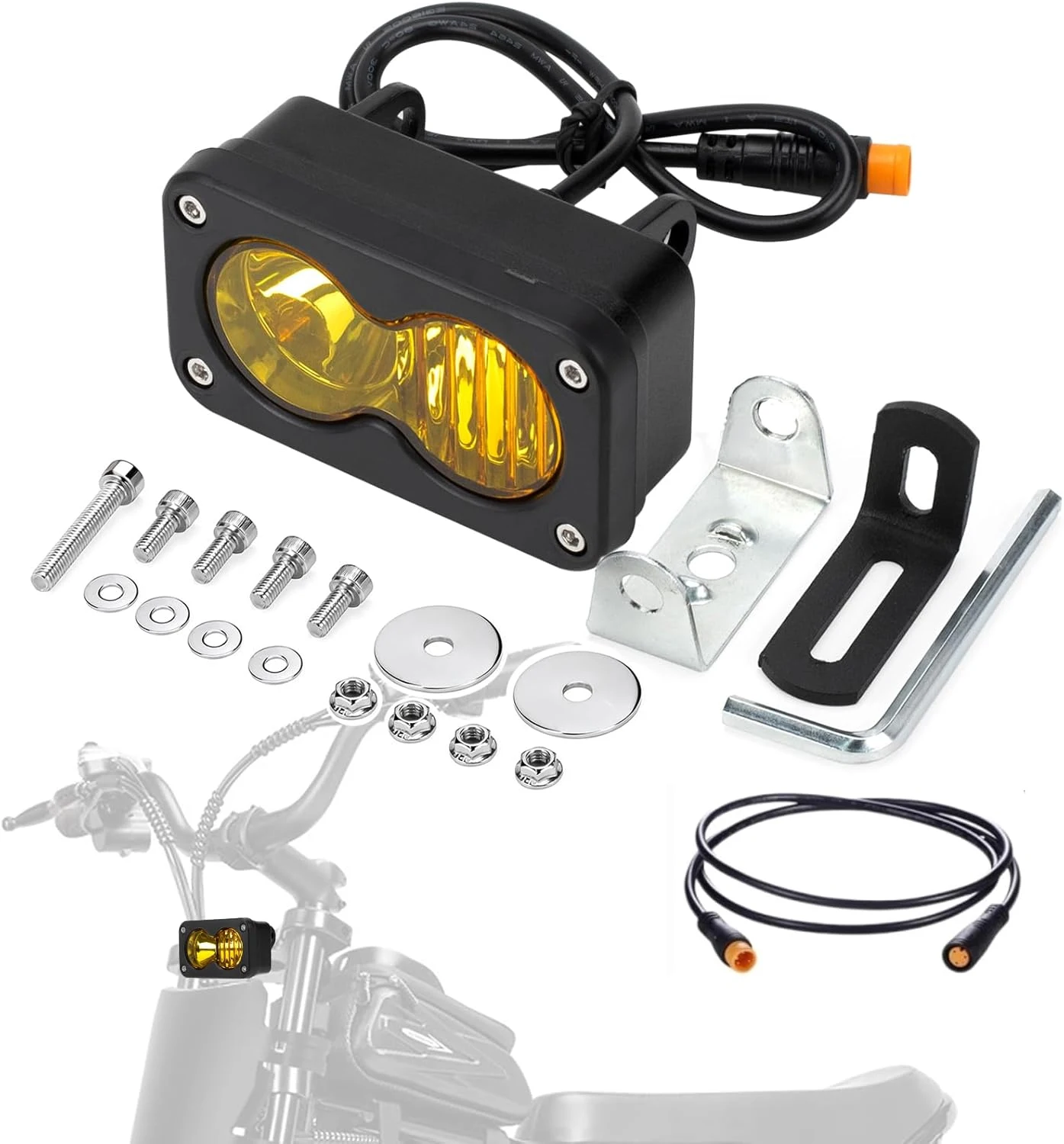 for Ridstar Q20/Q20 Lite/Q20 Pro LED Headlight Upgrade Kit Waterproof 3 Pin w/ Mount Bracket Adult Electric Bike Bicycle Light