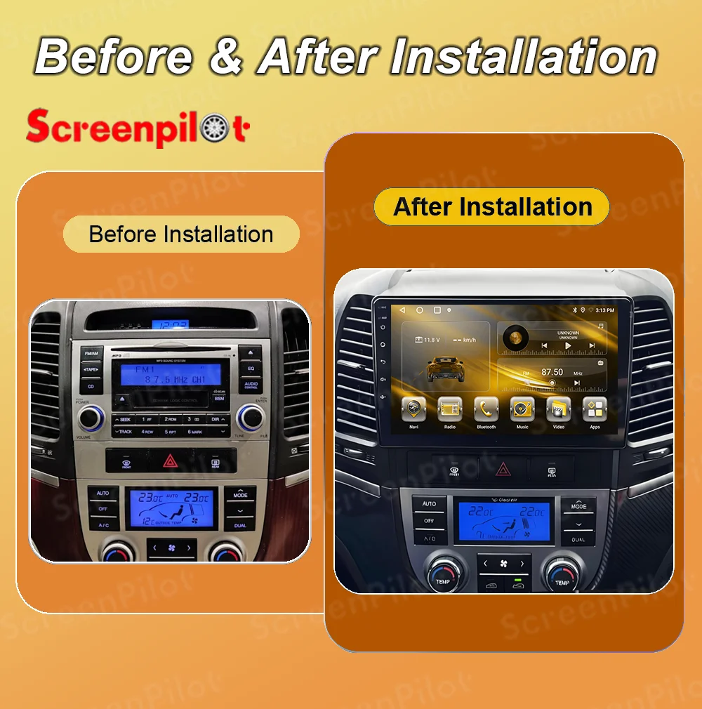 Android 16 Car Radio Stereo For Hyundai Santa Fe 2 2006 2007 2008 2009 2010 2011 2012 Multimidia Player GPS Carplay Android Auto