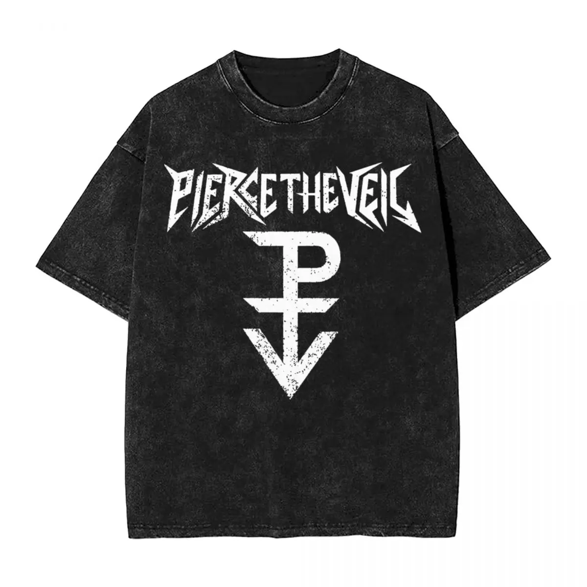 Pierce The Veils Logo T Shirt Collide with the Sky T Shirts Short-Sleeved Tops Summer Cotton Round Neck Oversize Top Tees