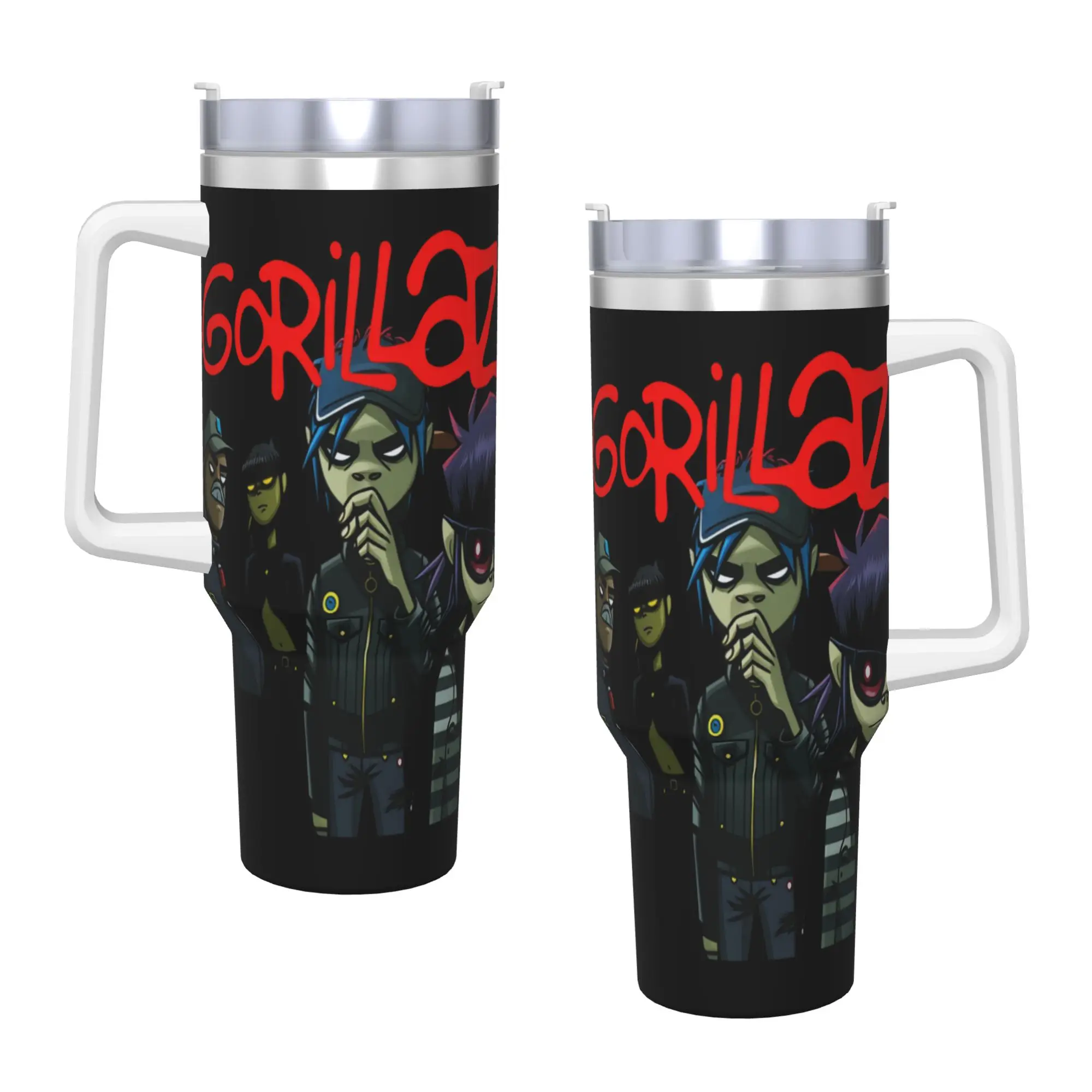 Gorillazs Band Stainless Steel Tumbler  Beach Thermal Cups With Straws and Lid Large Capacity Car Mugs Hot Drinks Water Bottle