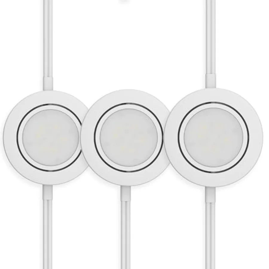 

Светодиодные светильники LED Puck Lights, 3 шт., 2,75 дюйма, металлический корпус, совместимы с настенным диммером, 2700K, теплый свет, подключение к сети или проводное подключение, сертификат ETL, IN-0107-3