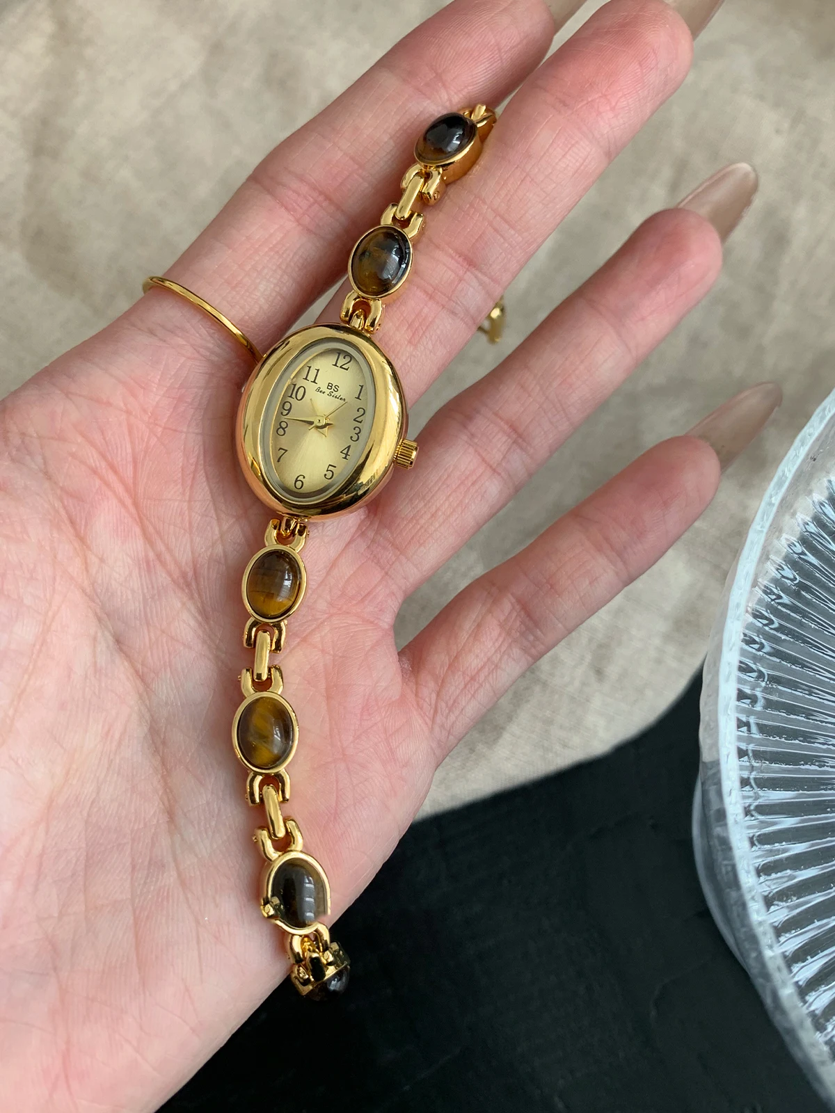 

НОВЫЕ модные женские часы высокого качества в стиле ретро, тигровый глаз, драгоценный камень, водонепроницаемые, легкие, роскошные кварцевые часы-браслет, женские аксессуары