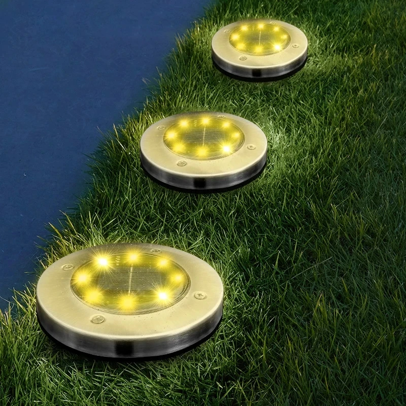 Solar Lawn Lights RGB 8LED Floor Lamp Outdoor Waterproof Garden  Ground Decoration Walkway Yard Landscape Lighting