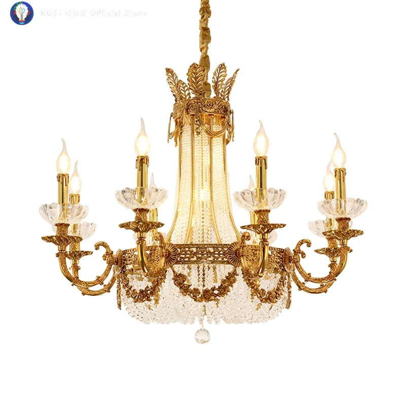 Luxury French Brass Crystal Chandelier, Perfect For Bedroom, Living & Dining Areas, Classic Decor For Romantic Ambiance