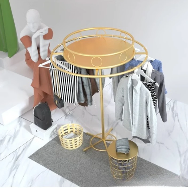 

Round mid-island rack Floor-to-ceiling rotating shelf Children's clothing store Clothing rack Women's clothing store
