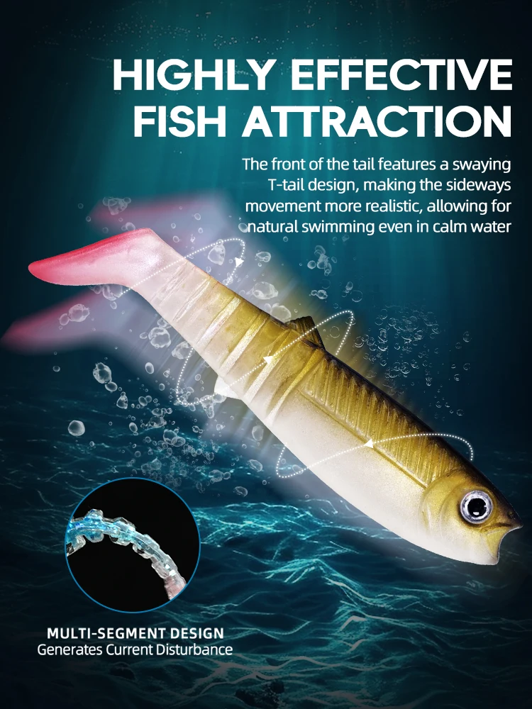 MEREDITH Soft Baits 80mm 5pcs Artificial Soft Fishing Lures Wobblers Fishing Soft Lures 3D Eyes Silicone Shad Worm Bass Baits