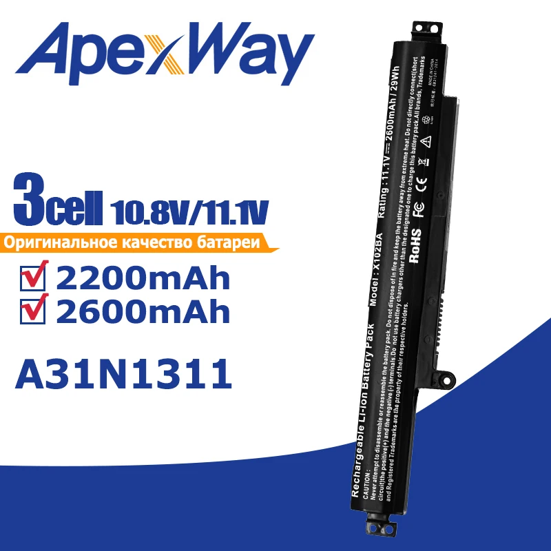 Apexway A31N1311 Laptop Battery for ASUS VivoBook X102B R103BA F102B X102BA F102BA F102BA-DF047H F102BA-SH41T