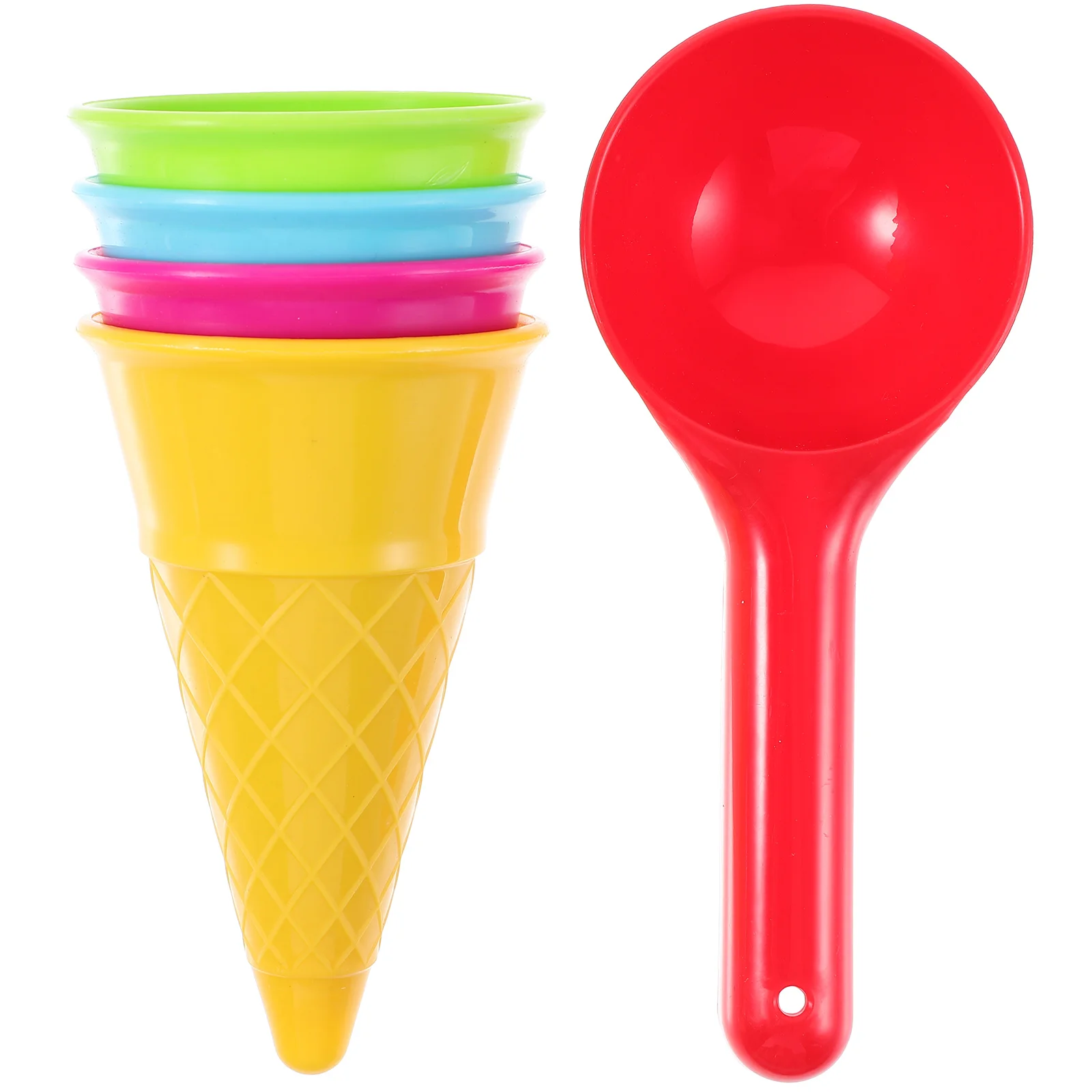 

5 Pcs Small Child Ice Cream Scoop Beach Toys for Kids Ages 8-12 Plastic Seaside Play Sand Cup