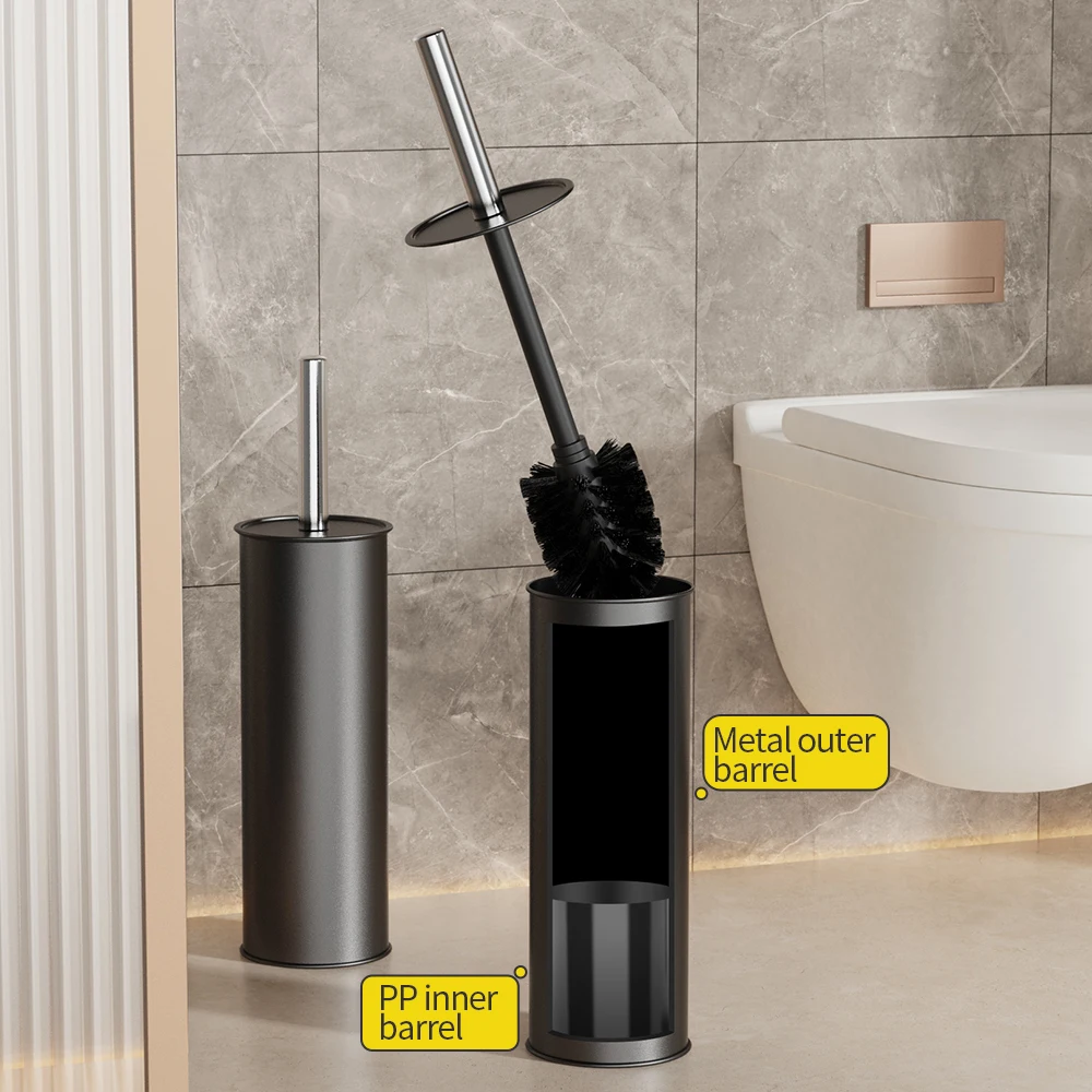 Black Toilet Brush and Holder Long Handled Toilet Brush for Bathroom Heavy Duty Toilet Bowl Brush Deep Cleaning  Cleaner Brush view 5