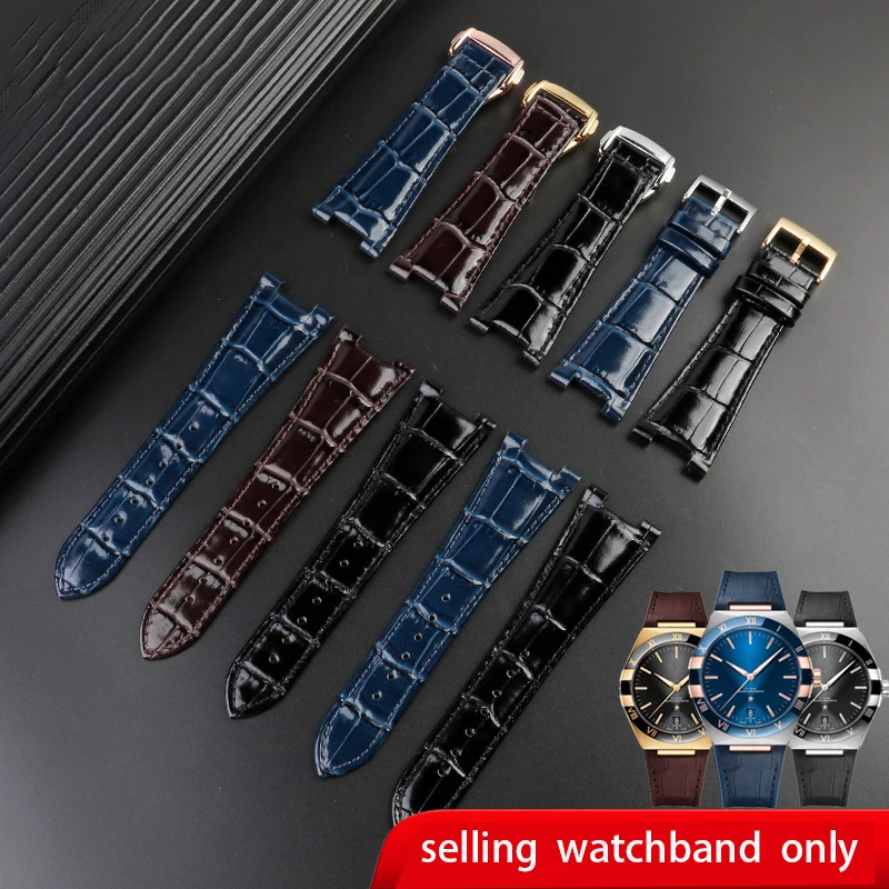 Blue Leather Wristband for Omega Constellation series 131.13 Observatory top notch watchband men's strap bracelet 25*13  25*14mm