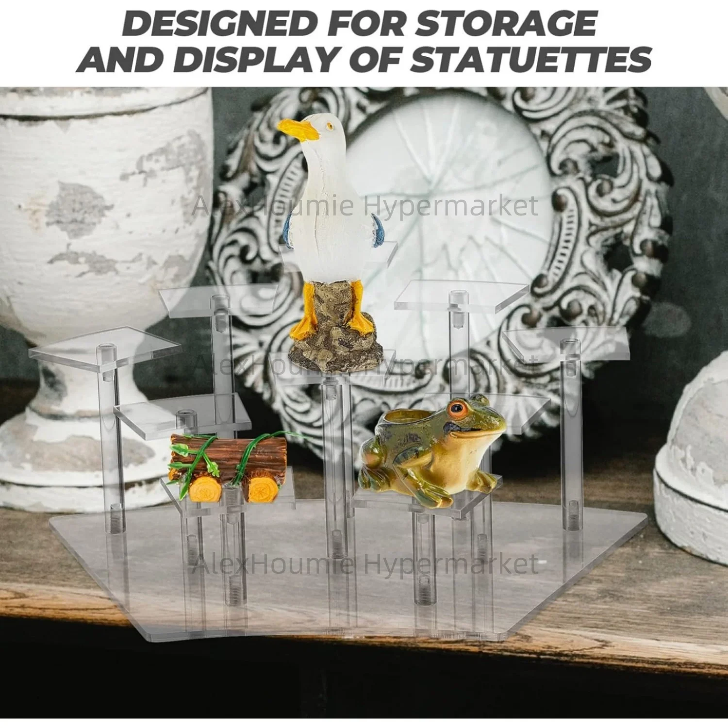 Acrylic Display Stand 8/10-Tier Layered Display Stand Action Figures Acrylic Organizer Holder for Toys Jewelry Cosmetic Risers