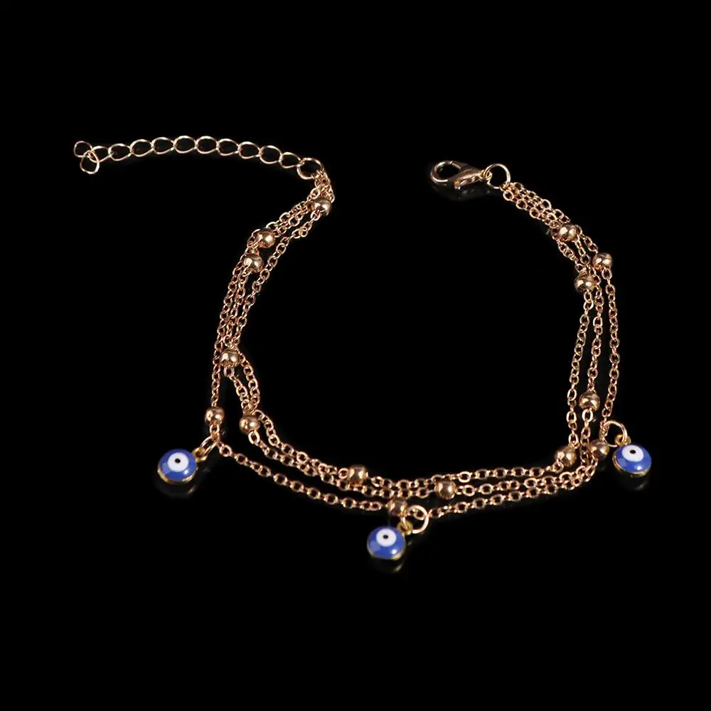 

Charm Anklet Gold/Silver Demon Blue Eye Charm Anklet Adjustable Alloy Geometric Bohemia Summer