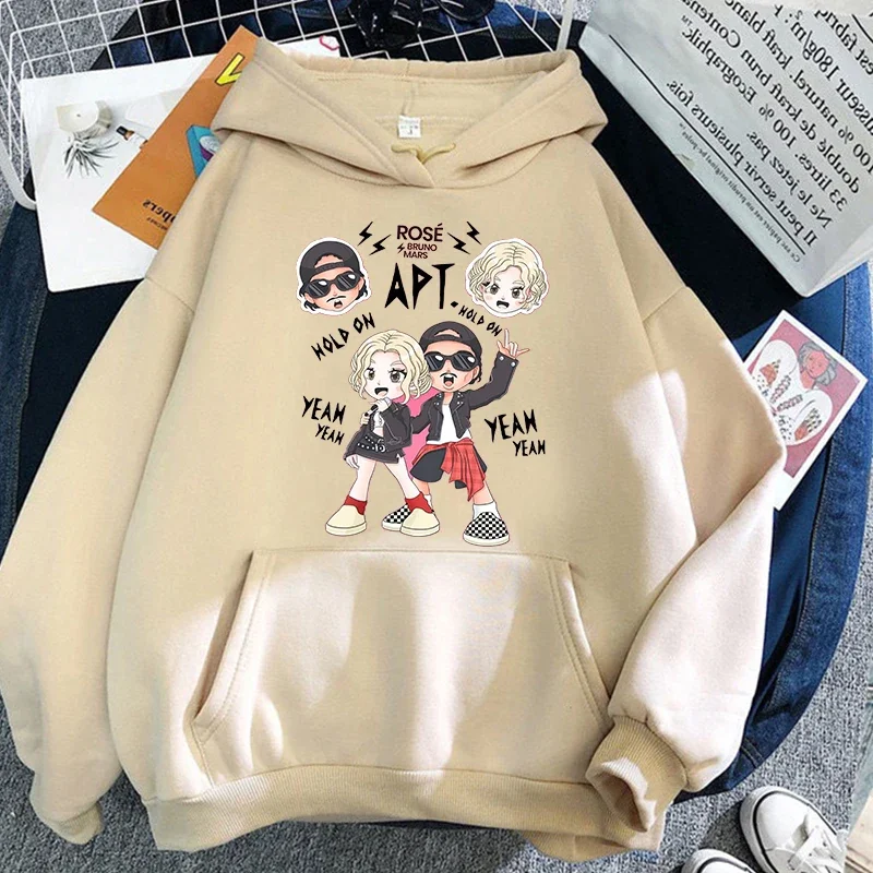 2025 Apt Rose Bruno Mars Album Cartoon Printing Hoodies Graphic Sweatshirts Winter Clothes Women Hooded Fleece Pullovers Streetw