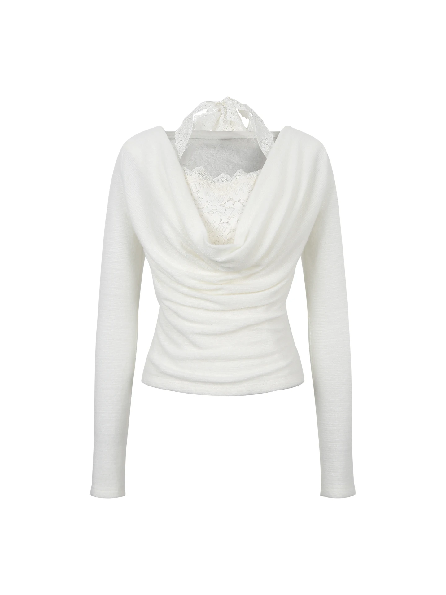 Red Celebri Store Inner Wear Long Sve Knitted Lace Top Women's Faionable  Color Base irt T-irt for Winter