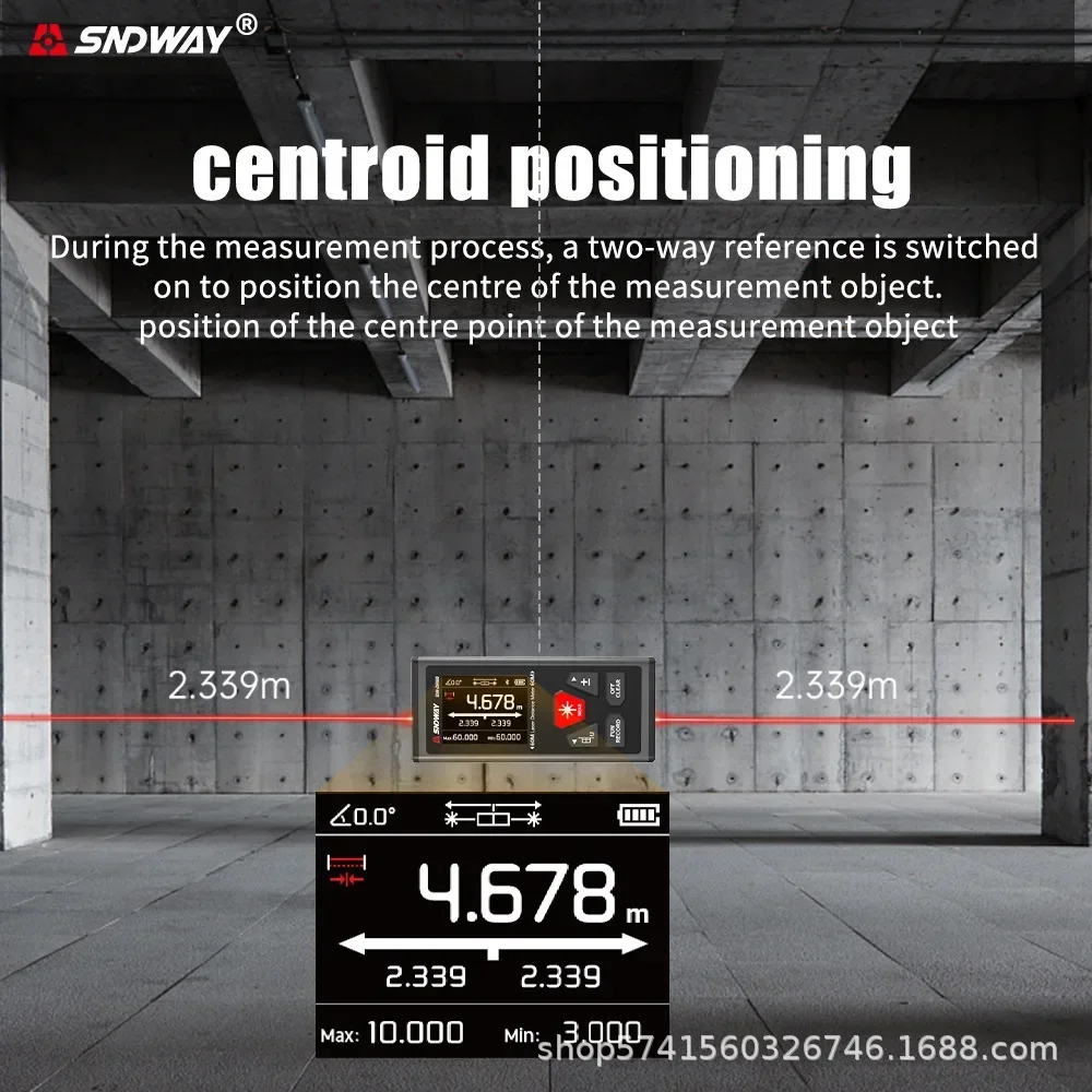 Premium SNDWAY SW-DR60 Dual Laser Distance Meter 60M 100M Bilateral Rangefinder Laser Tape Measure Bidirectional Range Finder