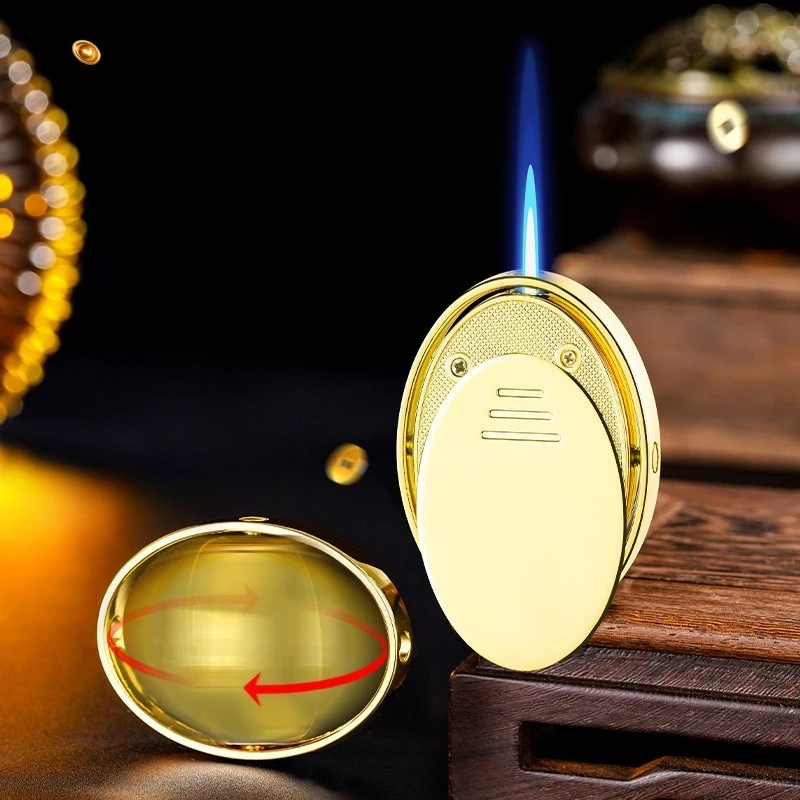Creative Rotating Straight Jet Lighter Fingertips Play with Money to Run Windproof Gyro Straight Jet Lighter