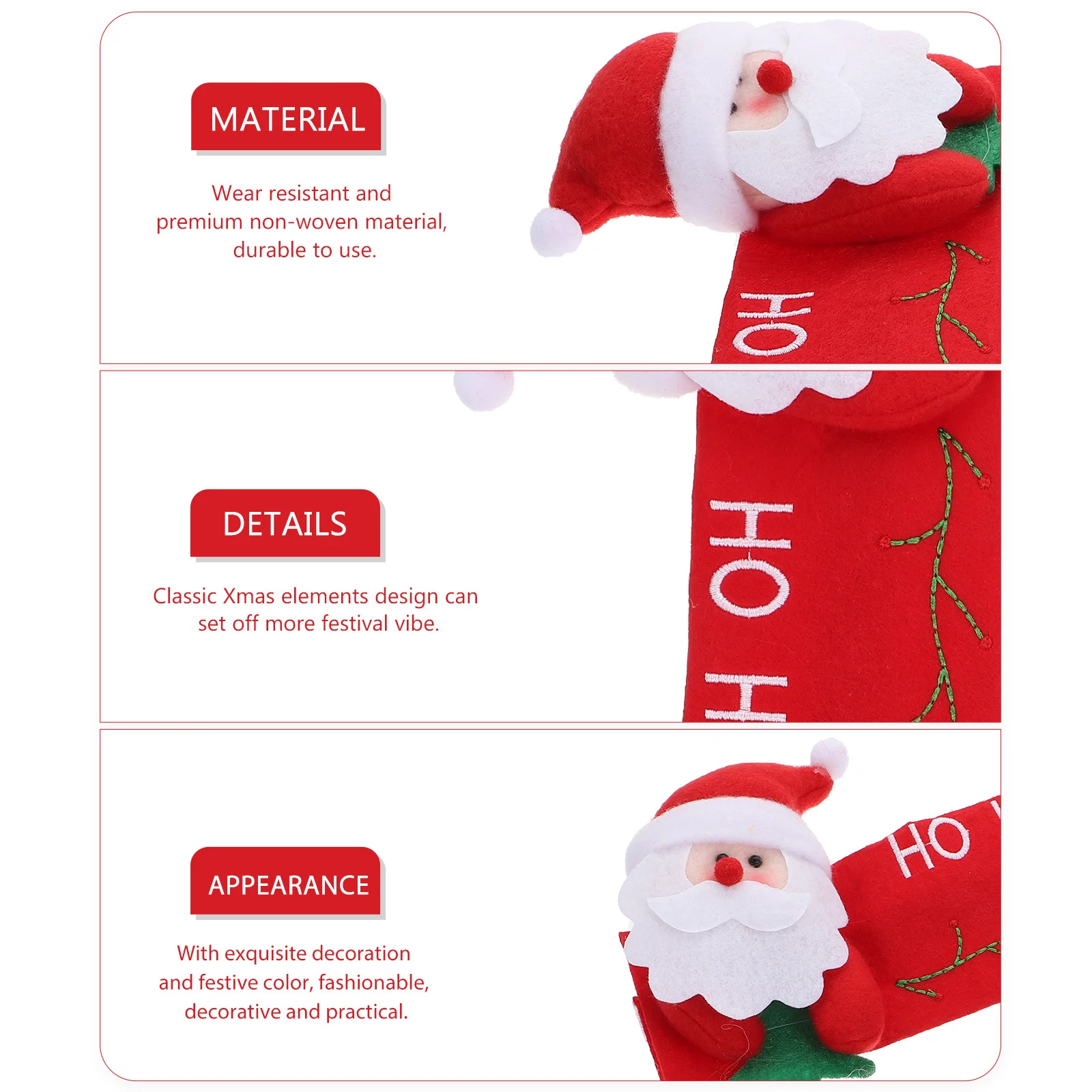 

2Pcs Fridge Handle Cover Xmas Red Santa Claus Pattern Wear-Resistant Non-Woven Refrigerator Handle Protective Cover for Kitchen