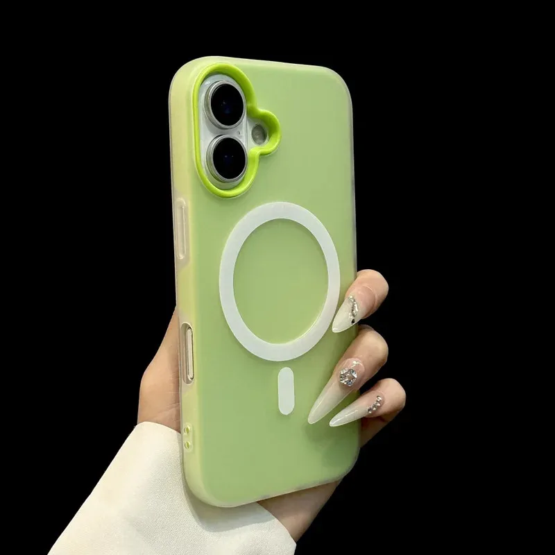 

Luxury Candy Matte for Magsafe Case for iPhone 17 Air 16 15 14 13 12 Pro Max 11 16Plus 16E SE4 17Pro Magnetic Clear 2 IN 1 Cover