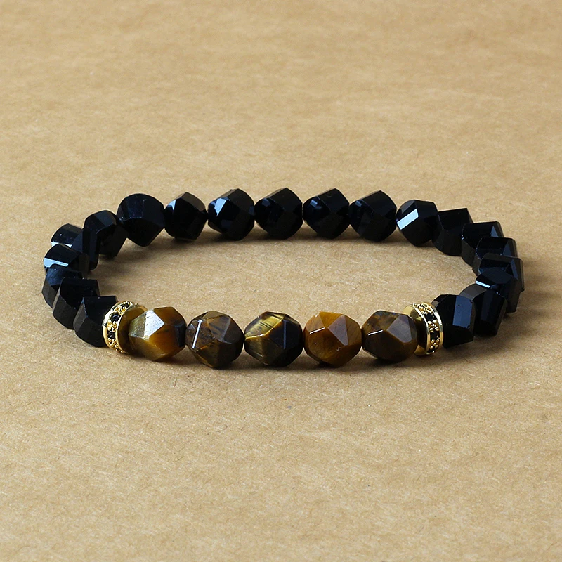 Reiki Facted Obsidian Tiger Eye Stone Bracelets Men Energy Natural Stone Hematite Beaded Bracelets for Women Health Care Jewelry