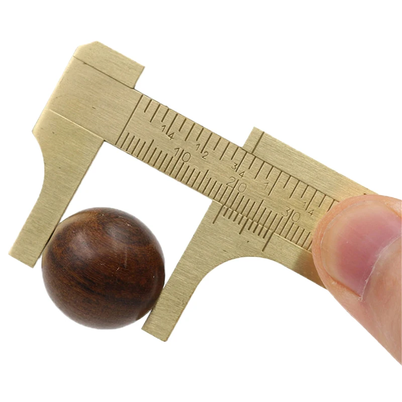 Handy Tool Mini Brass Sliding Gauge Vernier Bead Jewelry Caliper Double Scale 80mm Measuring Solid Brass Caliper